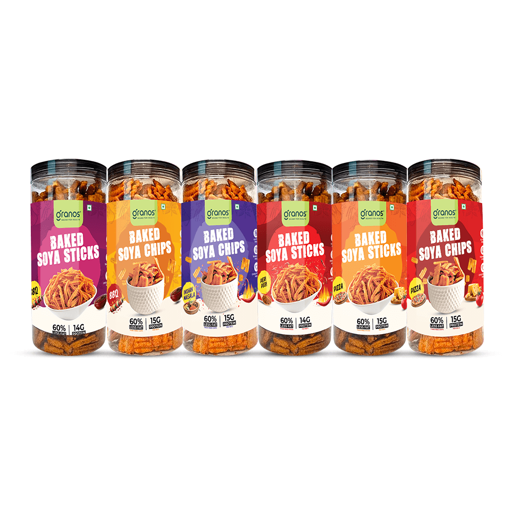 Granos Baked Soya Chips & Sticks Combo – Pack of 6