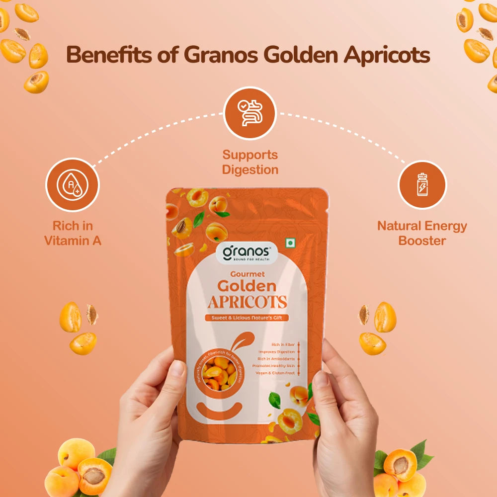 Granos Golden Apricots 200g | Juicy And Tangy Seedless Khumani