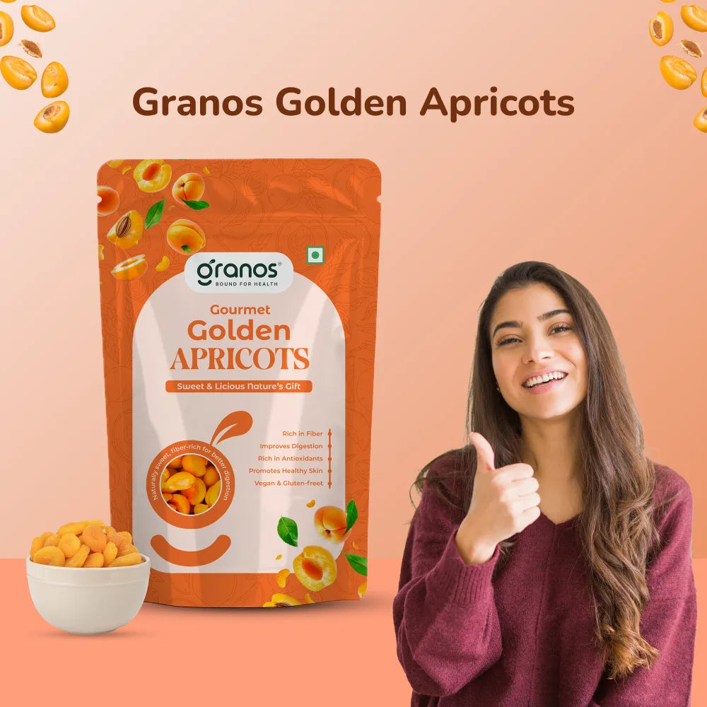 Granos Golden Apricots 200g | Juicy And Tangy Seedless Khumani