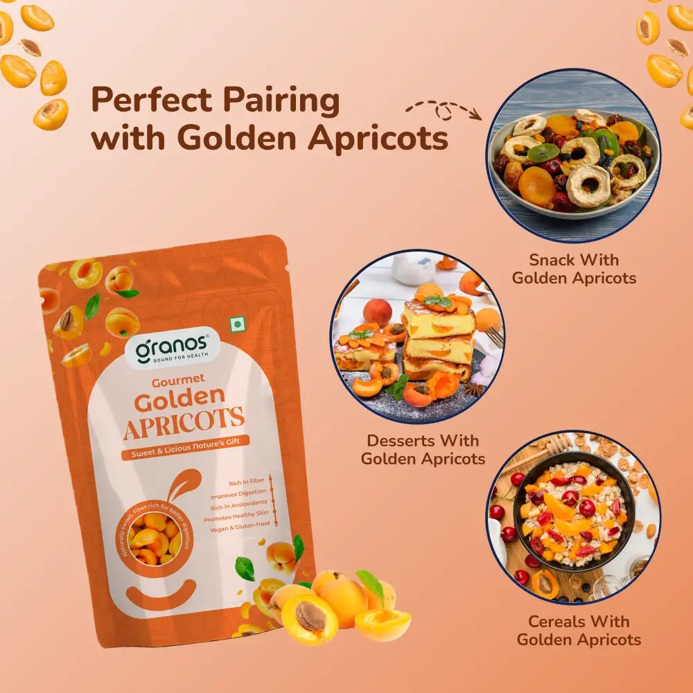 Granos Golden Apricots 200g | Juicy And Tangy Seedless Khumani