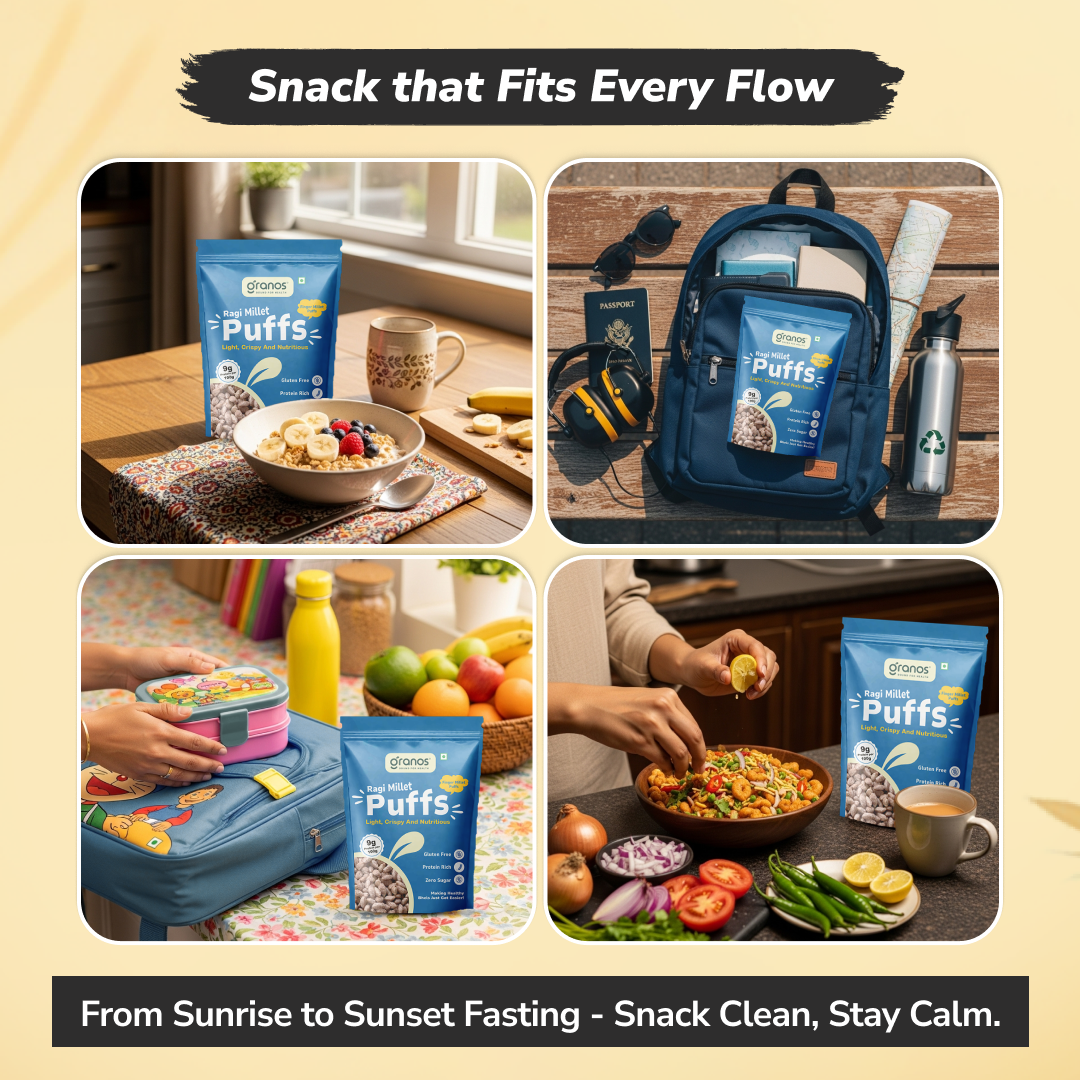 Granos Roasted Millet Ragi Puffs 150g