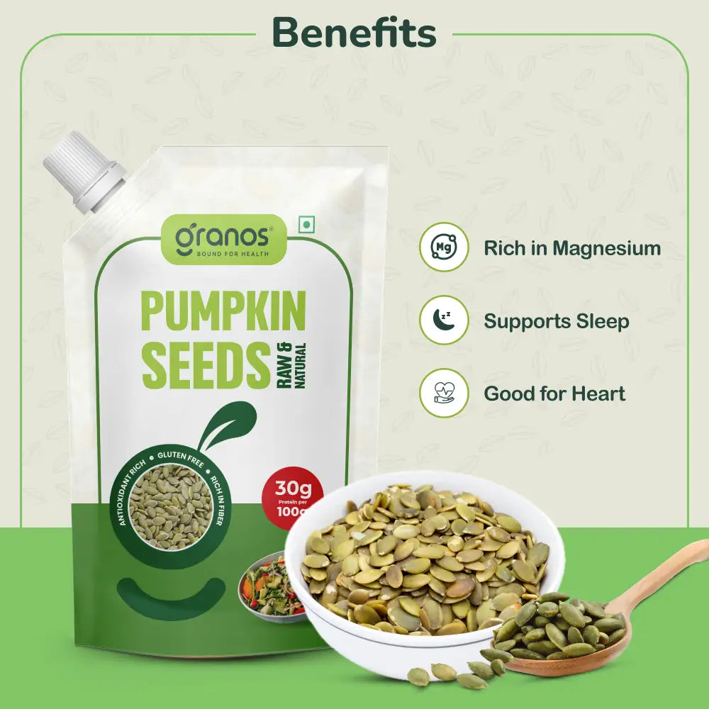 Granos Pumpkin Seeds Raw & Natural 200g Spout Pack