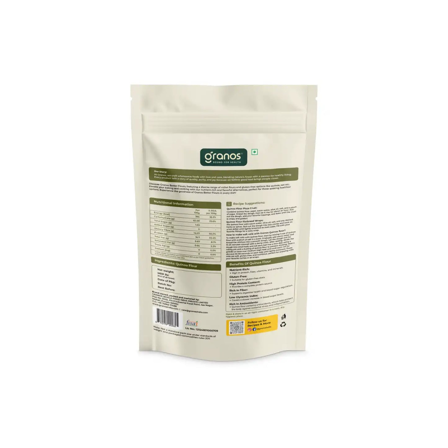 Granos Quinoa Flour 1 kg | High Protein & Fiber | Superfood for Weight Loss & Gut Health