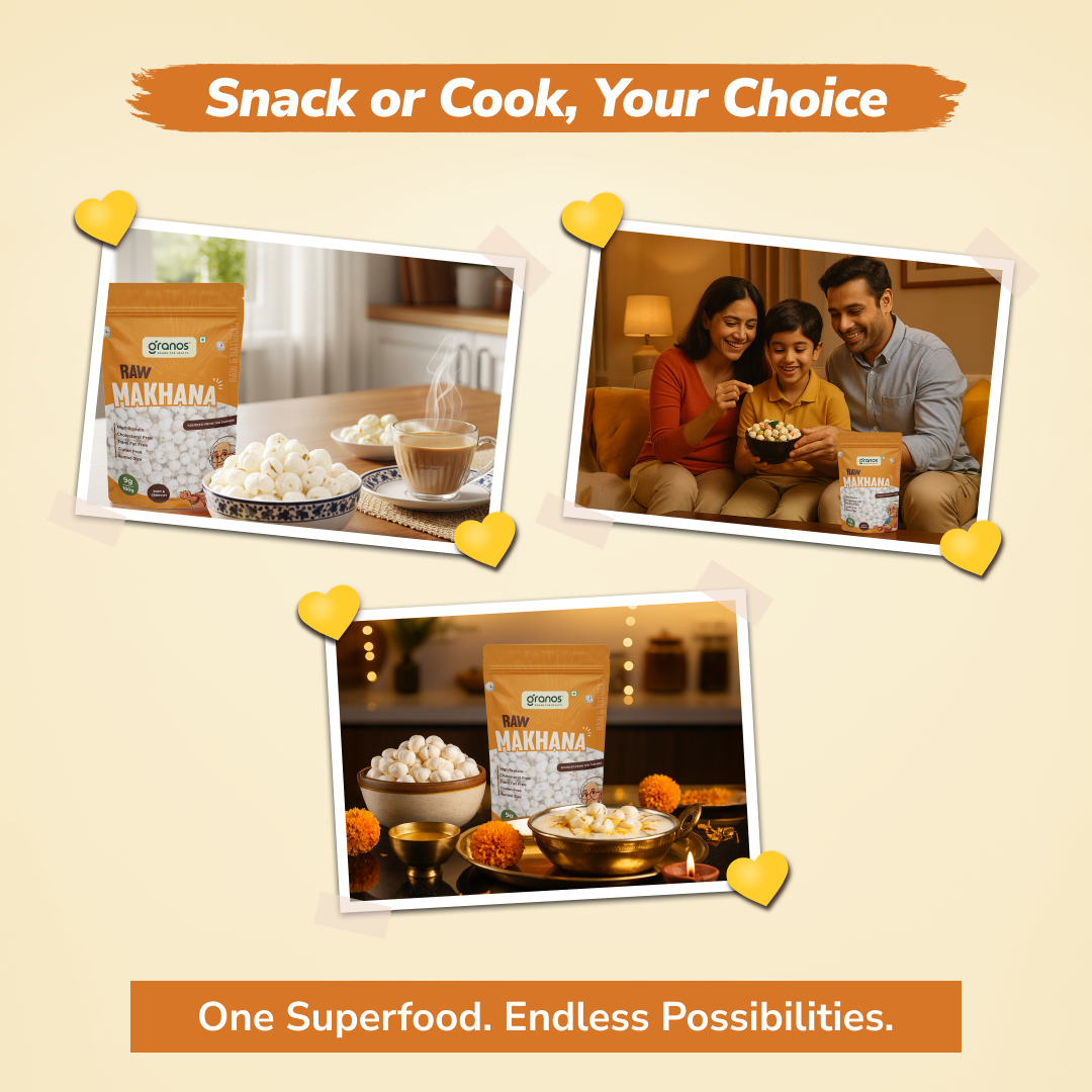 Granos Raw Makhana 100g | Jumbo Size & Rich in Protein