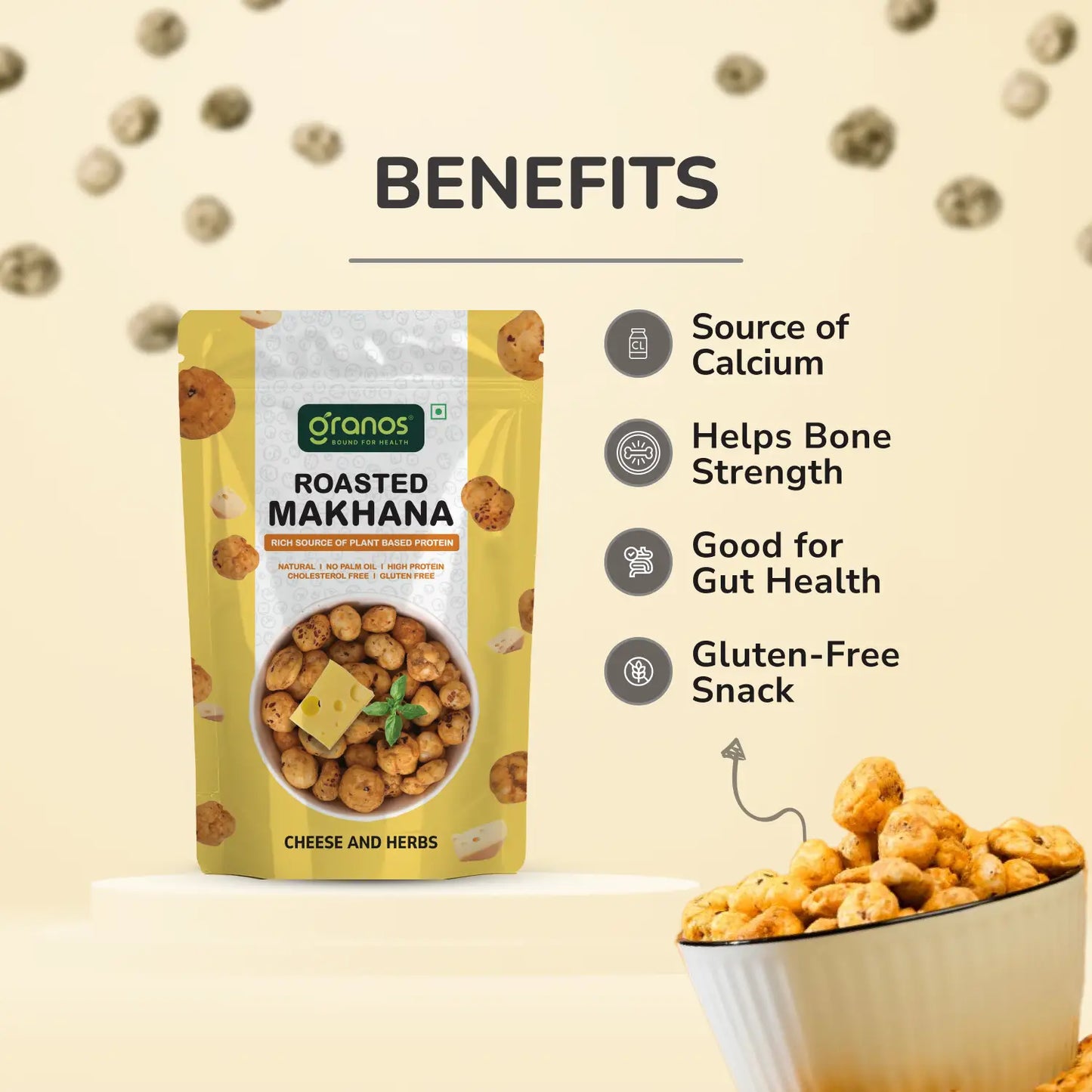 Granos Roasted Makhana 60g Cheese & Herbs