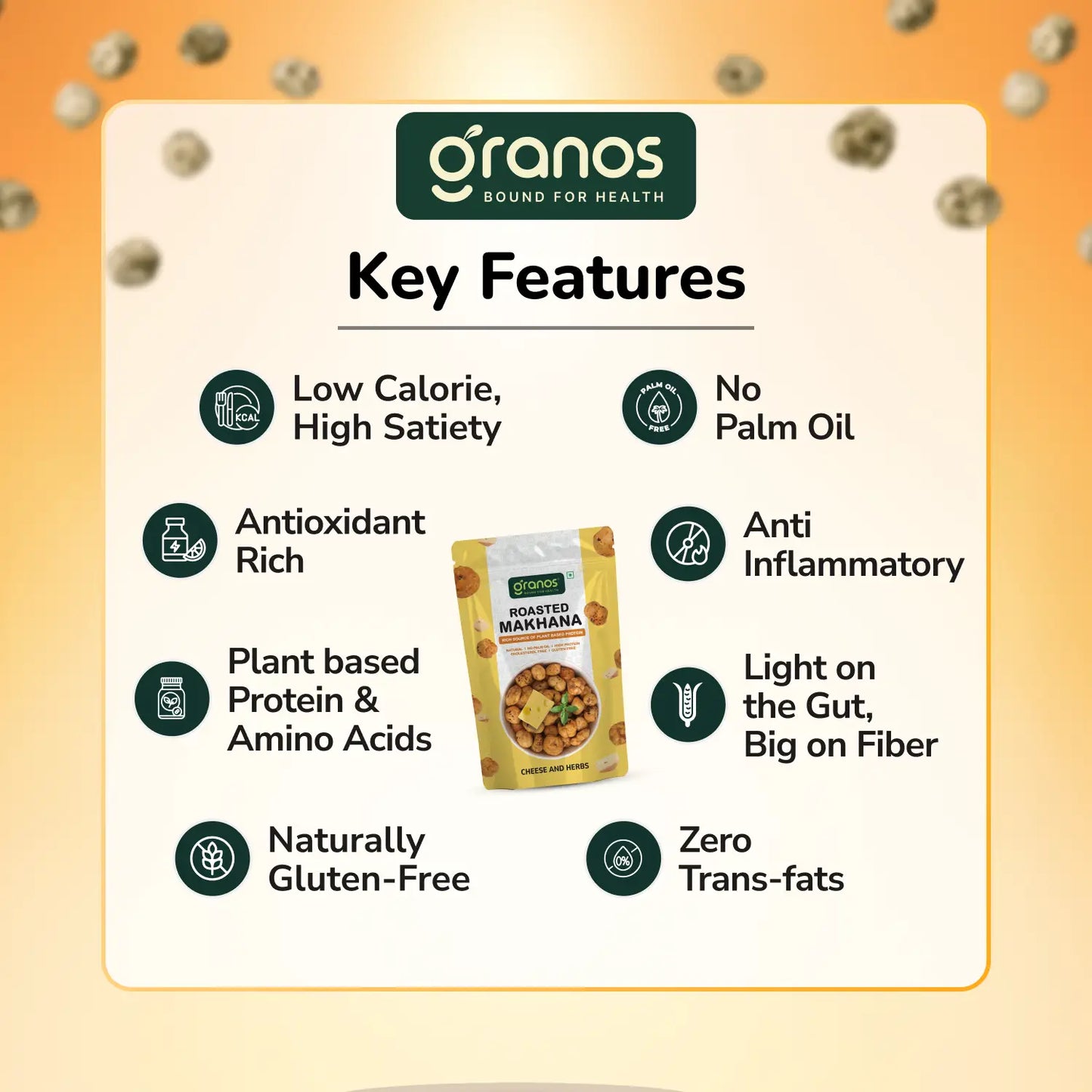 Granos Roasted Makhana 60g Cheese & Herbs
