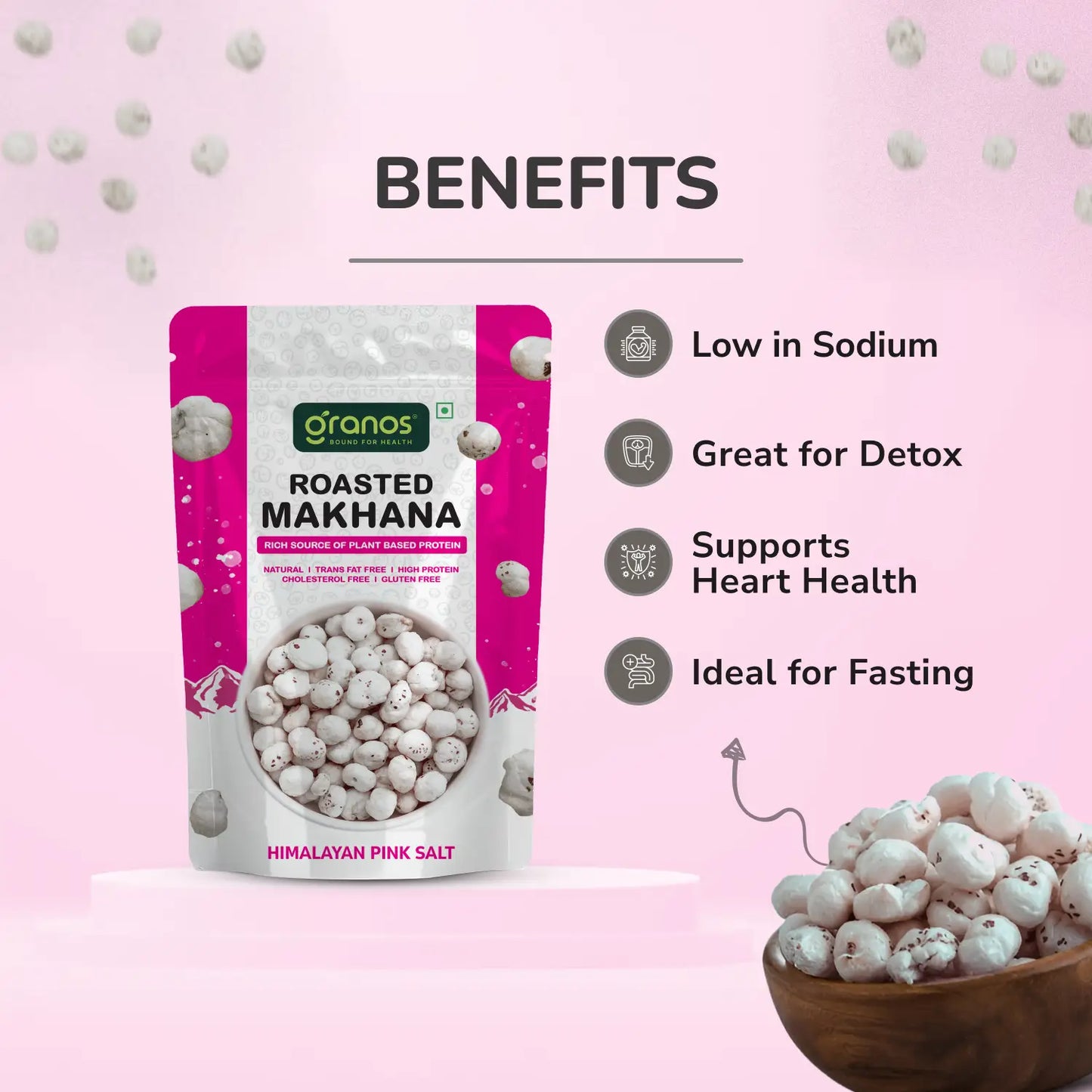 Granos Roasted Makhana 60g Himalayan Pink Salt