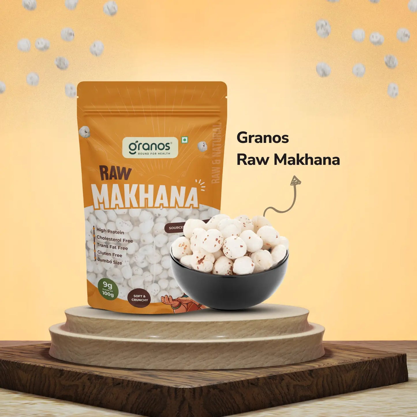 Granos Raw Makhana 100g | Jumbo Size & Rich in Protein