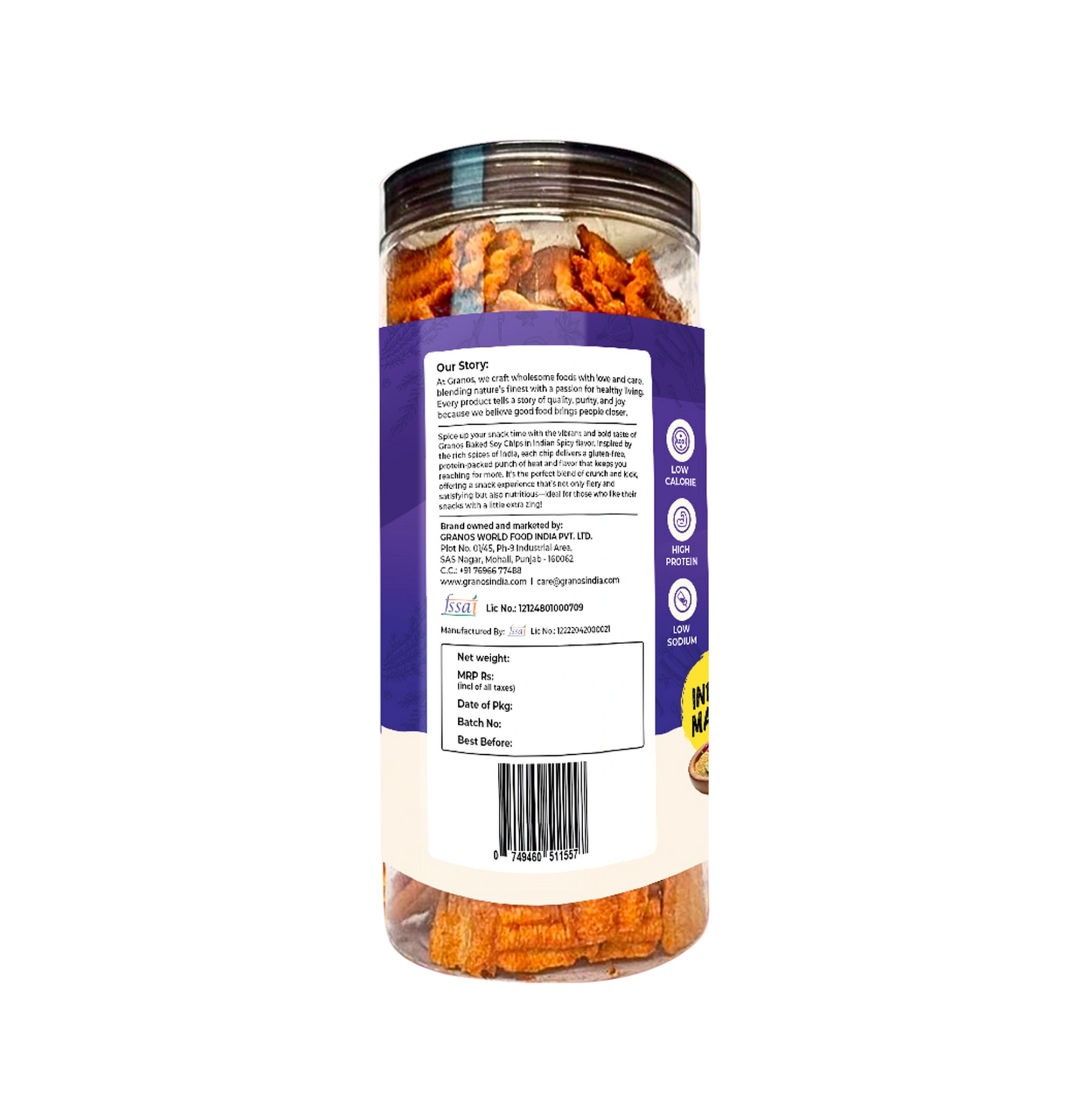Granos Baked Soya Chips 200g Indian Masala