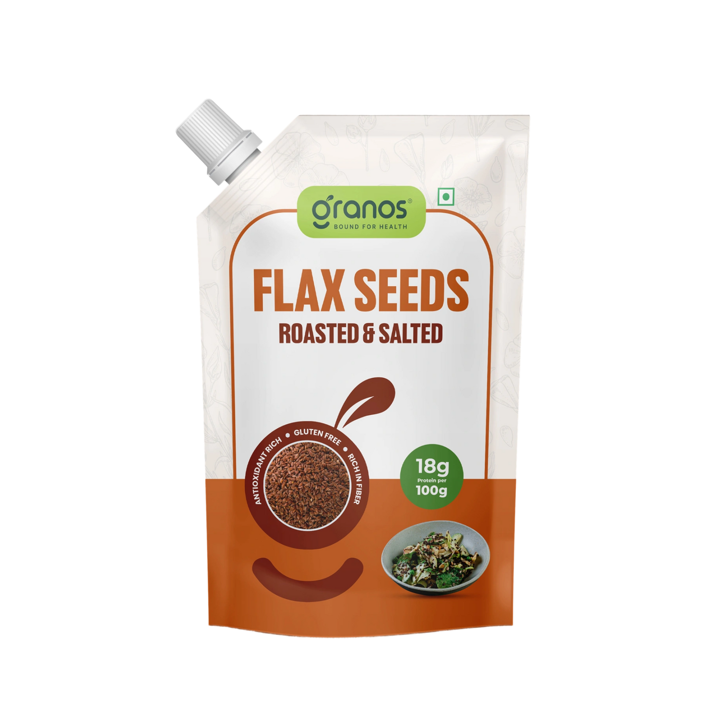 Granos Flax Seeds Roasted 250g Spout Pack