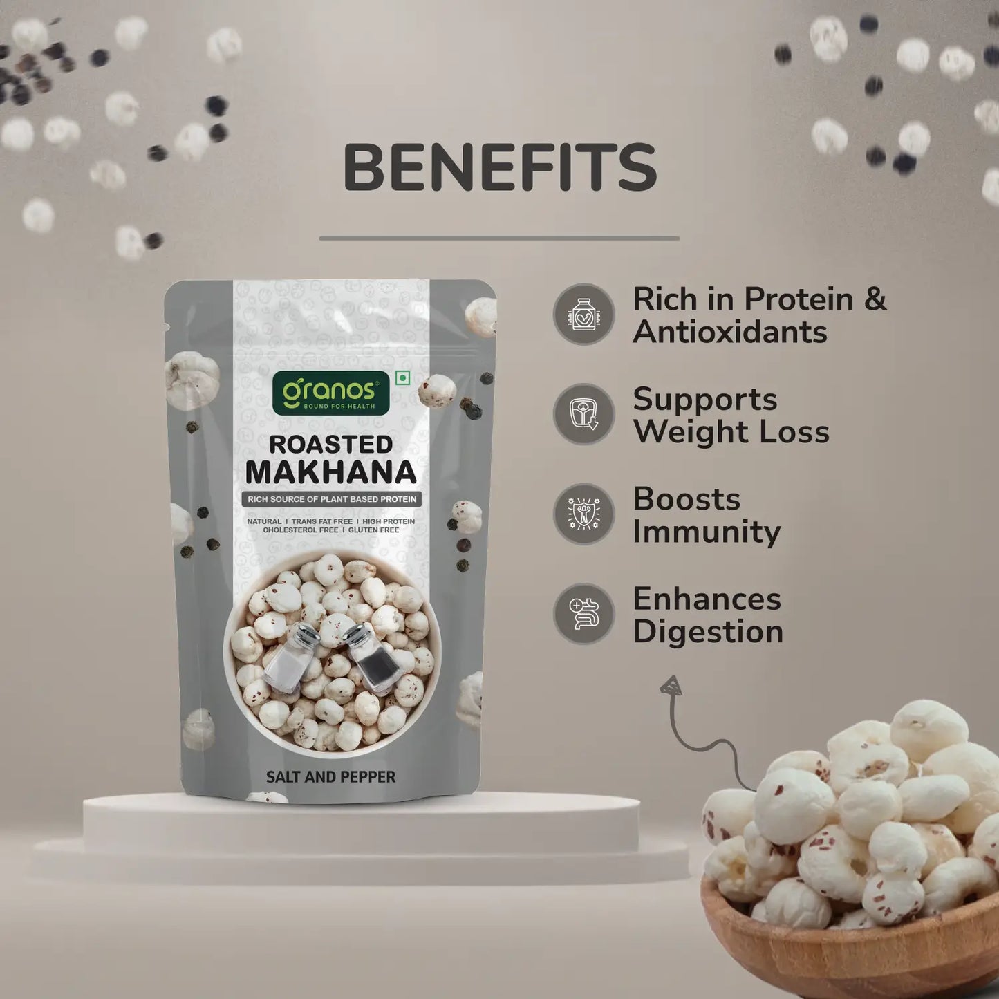 Granos Roasted Makhana 60g Salt & Pepper