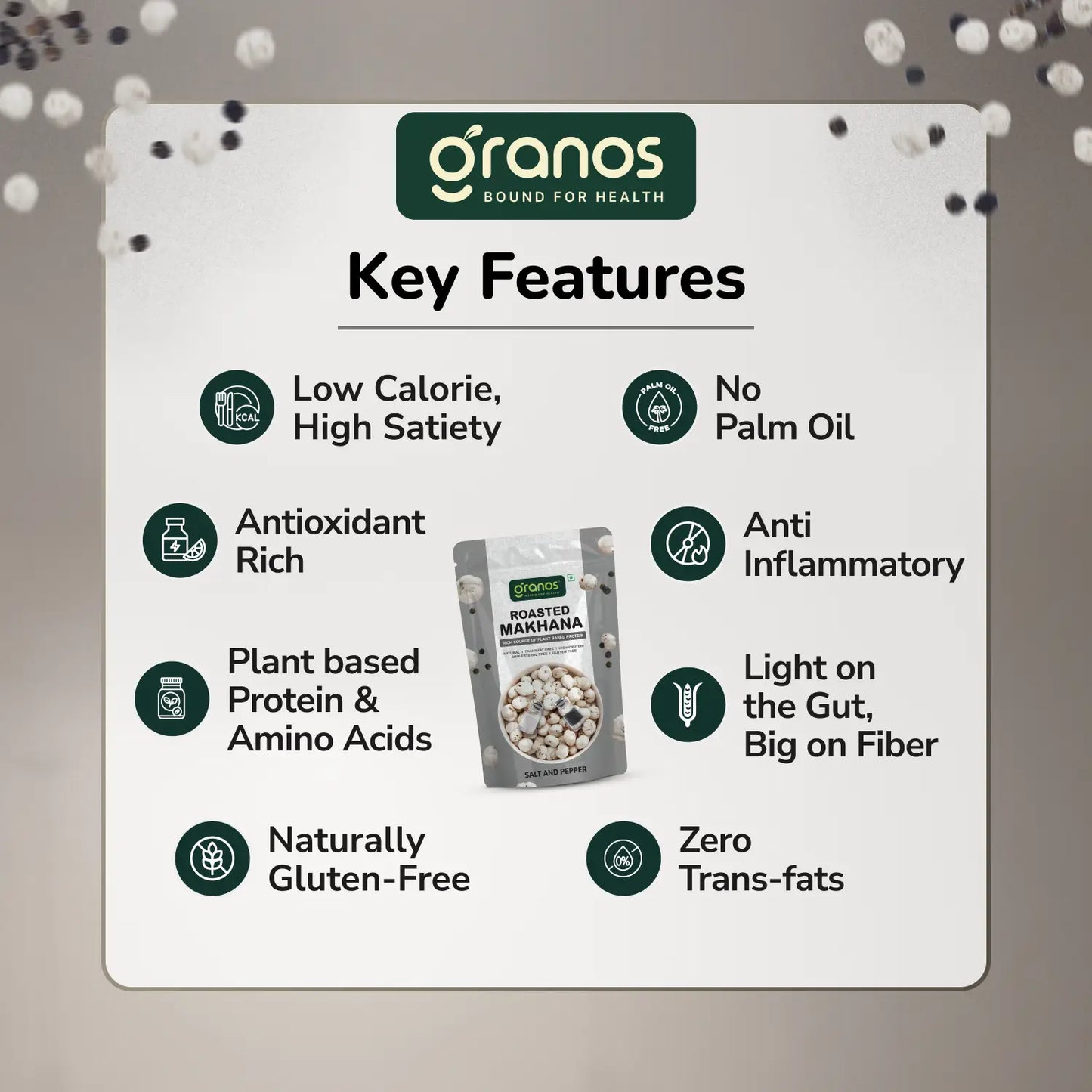 Granos Roasted Makhana 60g Salt & Pepper