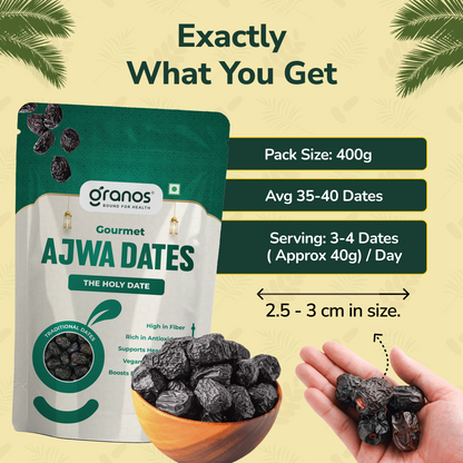 Granos Ajwa Dates 400g | Produce Of Saudi Arabia