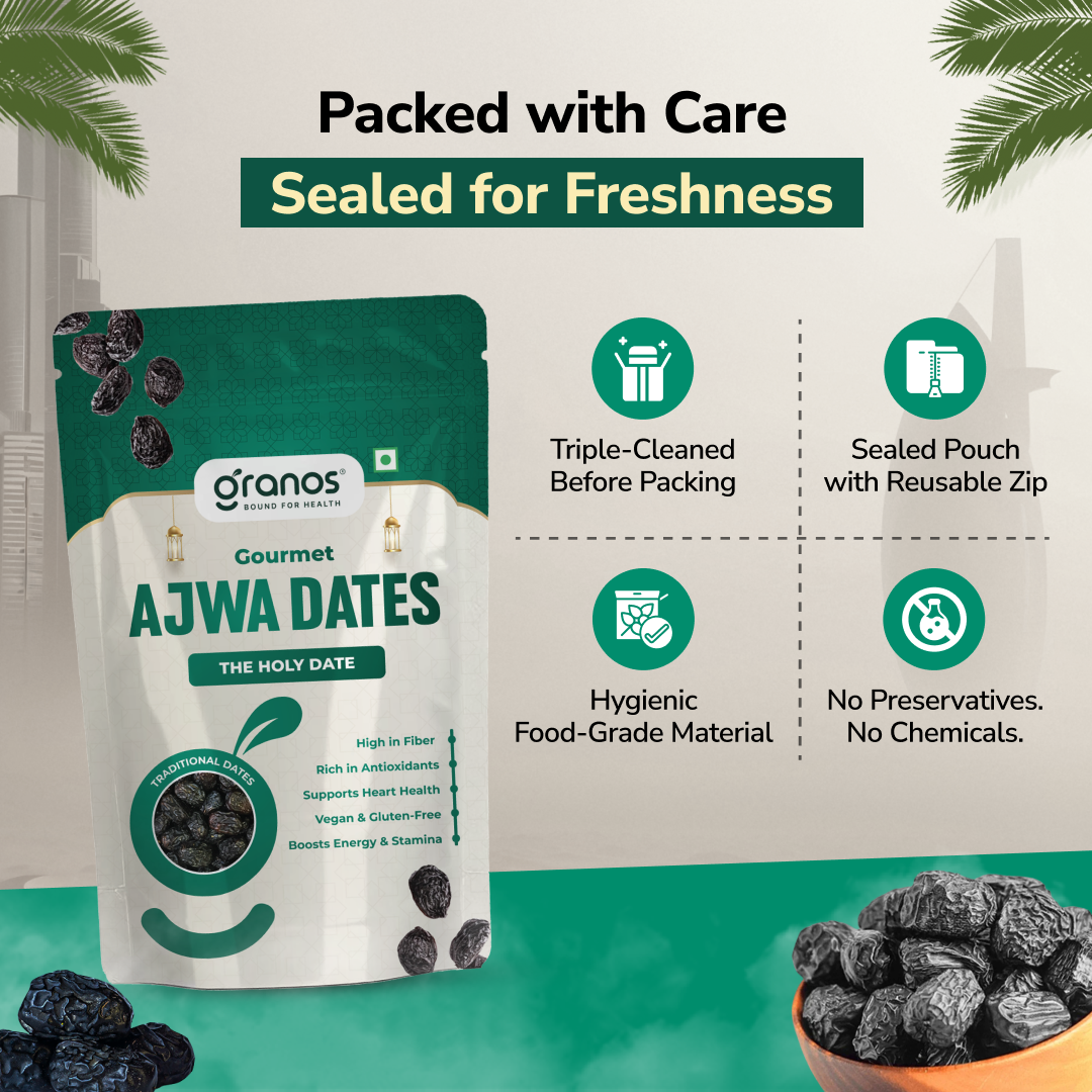 Granos Ajwa Dates 400g | Produce Of Saudi Arabia