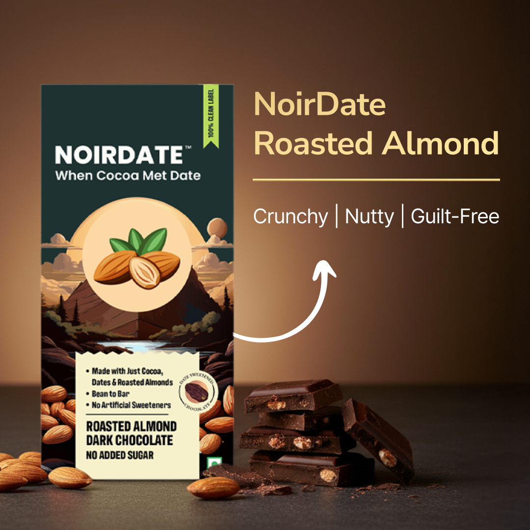 NoirDate Roasted Almond Dark Chocolate 75g