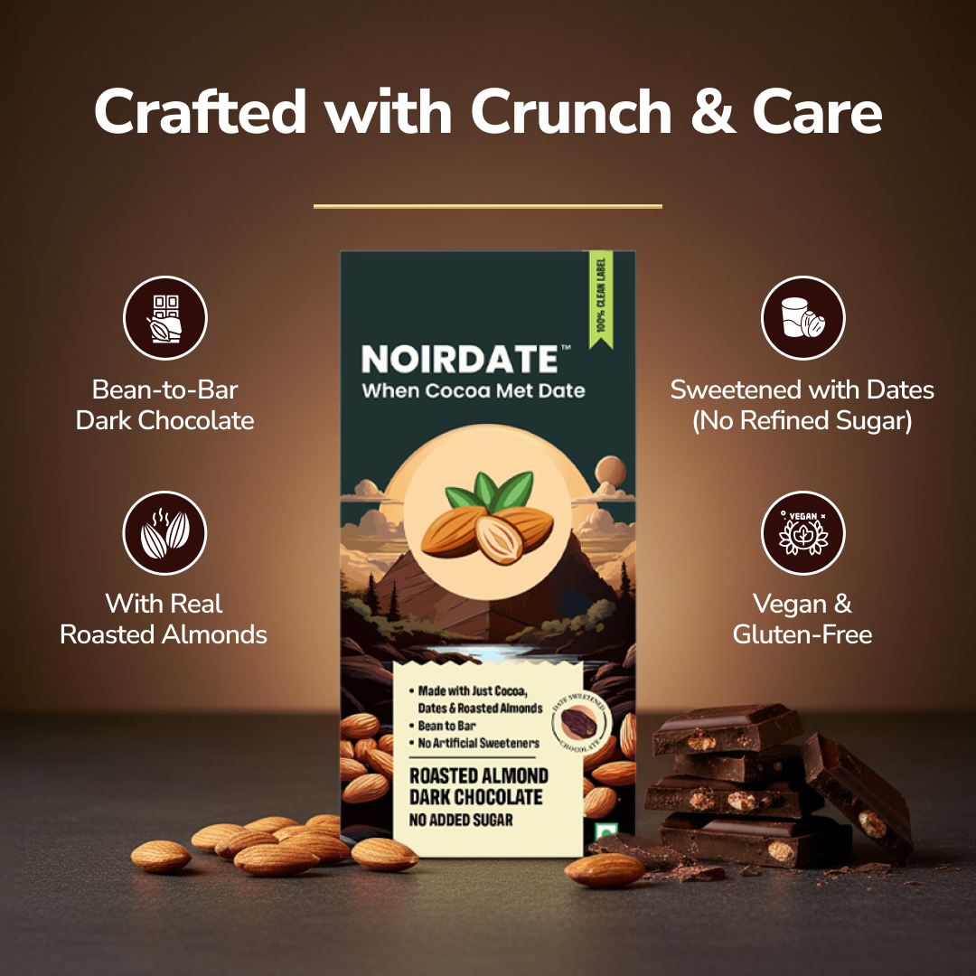 NoirDate Roasted Almond Dark Chocolate 75g