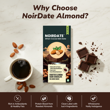 NoirDate Roasted Almond Dark Chocolate 75g