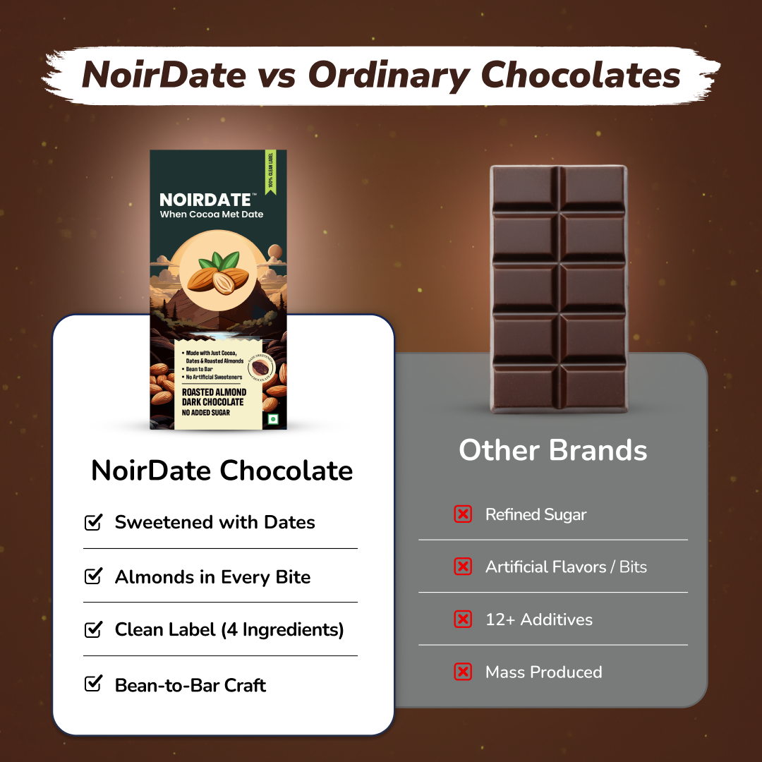 NoirDate Roasted Almond Dark Chocolate 75g