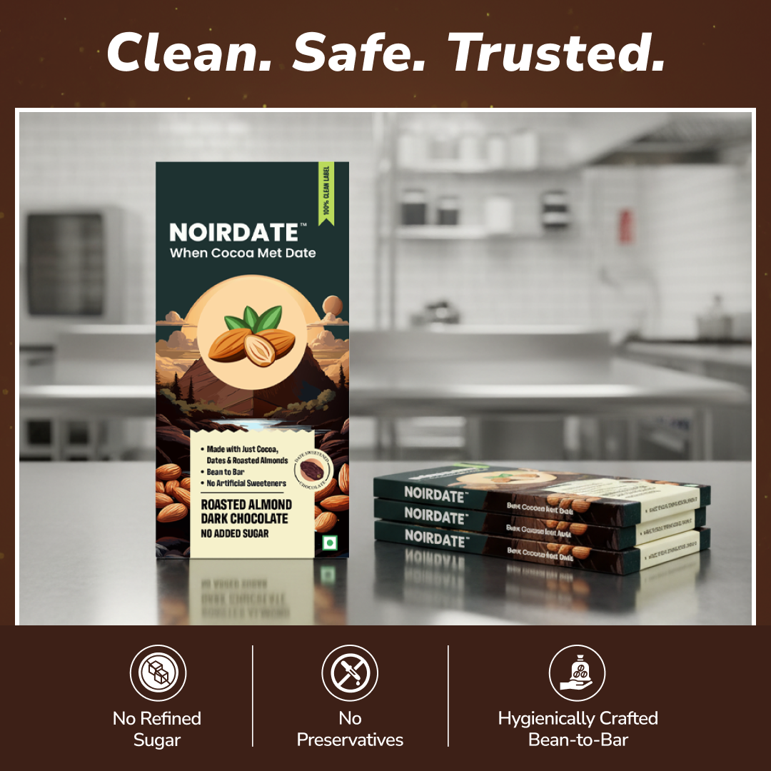 NoirDate Roasted Almond Dark Chocolate 75g