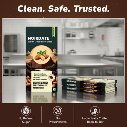 NoirDate Roasted Almond Dark Chocolate 75g