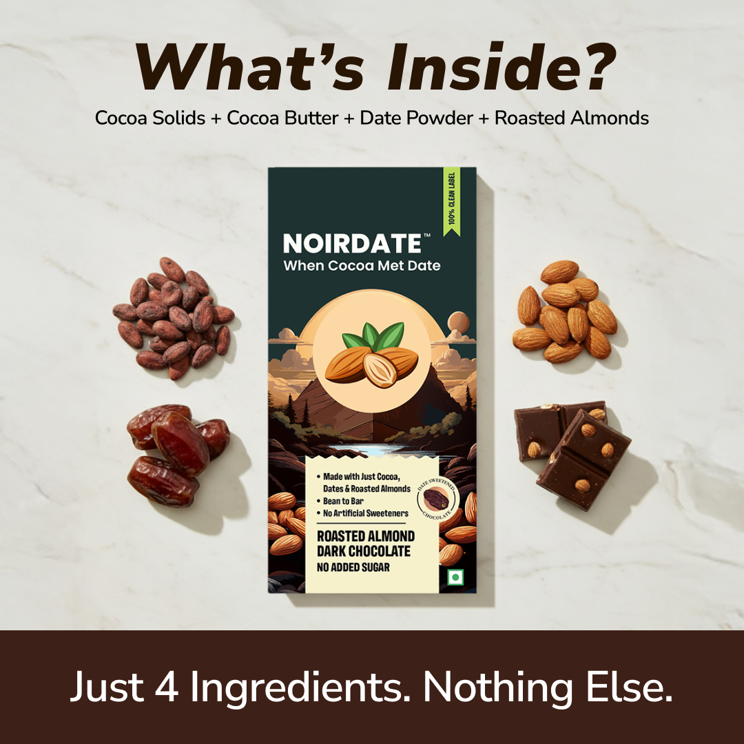 NoirDate Roasted Almond Dark Chocolate 75g