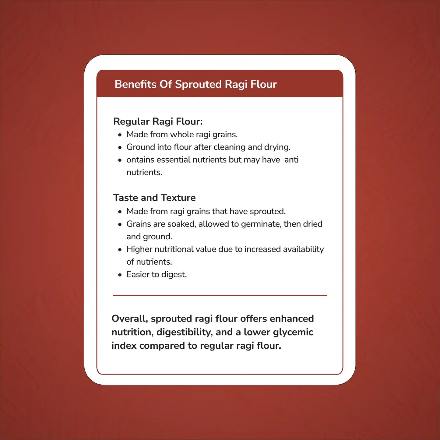 Granos Sprouted Ragi Flour 1kg | Finger Millet - Nachni Atta | Gluten-Free, Rich in Calcium