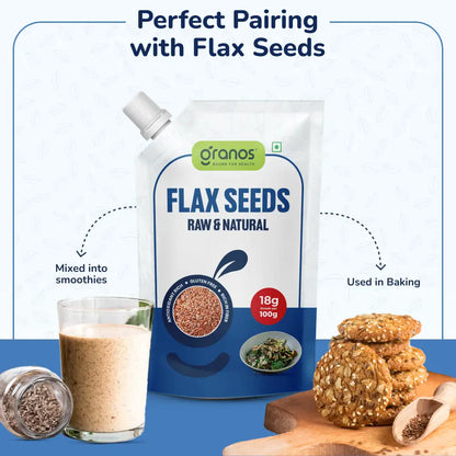 Granos Flax Seeds Raw & Natural 250g Spout Pack