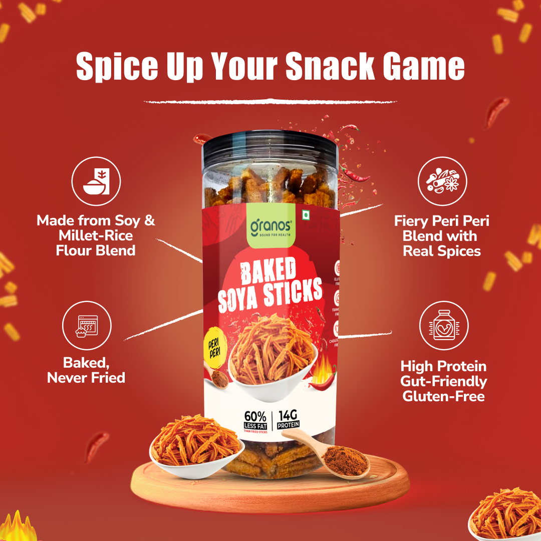 Granos Baked Soya Sticks 150g Peri Peri