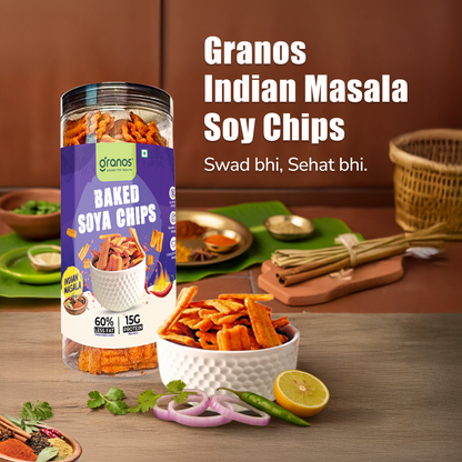 Granos Baked Soya Chips 200g Indian Masala