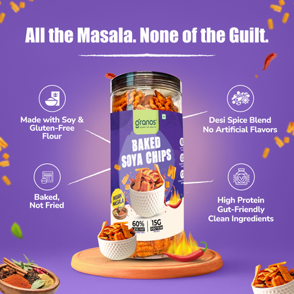 Granos Baked Soya Chips 200g Indian Masala
