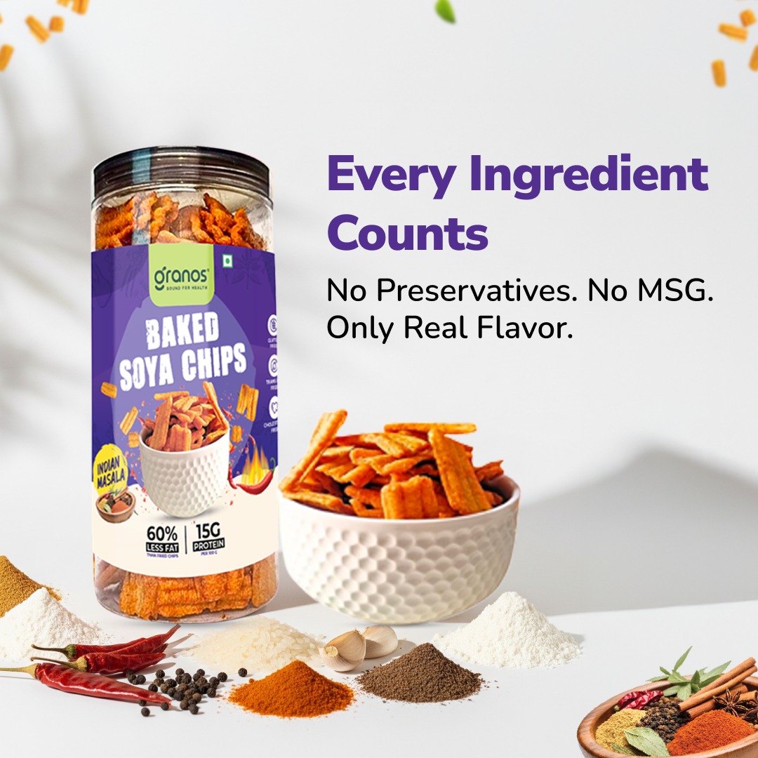 Granos Baked Soya Chips 200g Indian Masala