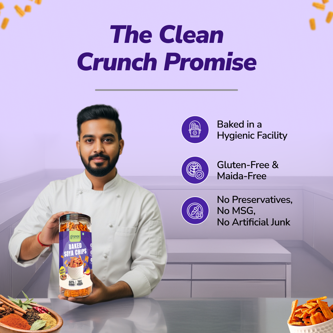Granos Baked Soya Chips 200g Indian Masala
