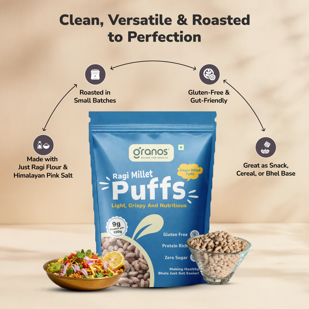 Granos Roasted Millet Ragi Puffs 150g