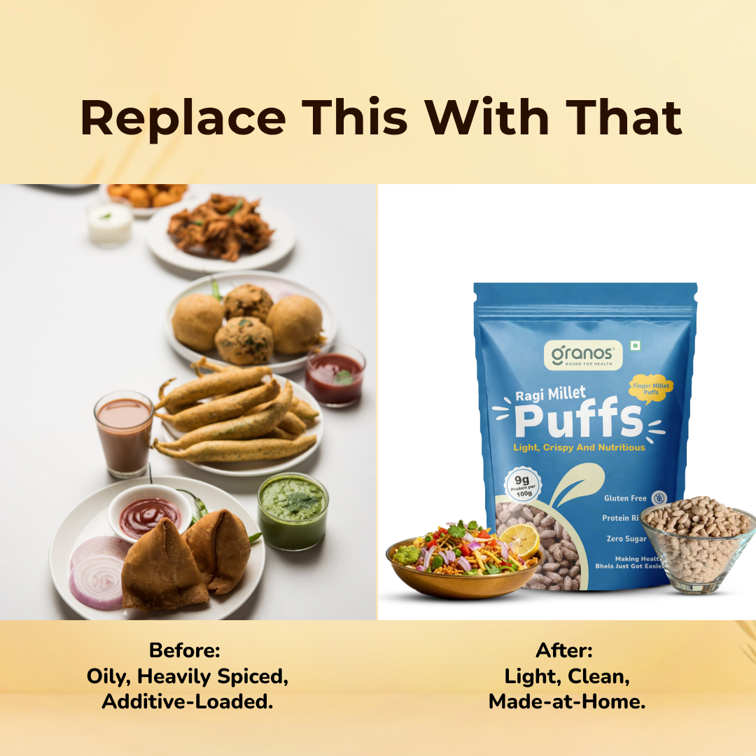 Granos Roasted Millet Ragi Puffs 150g