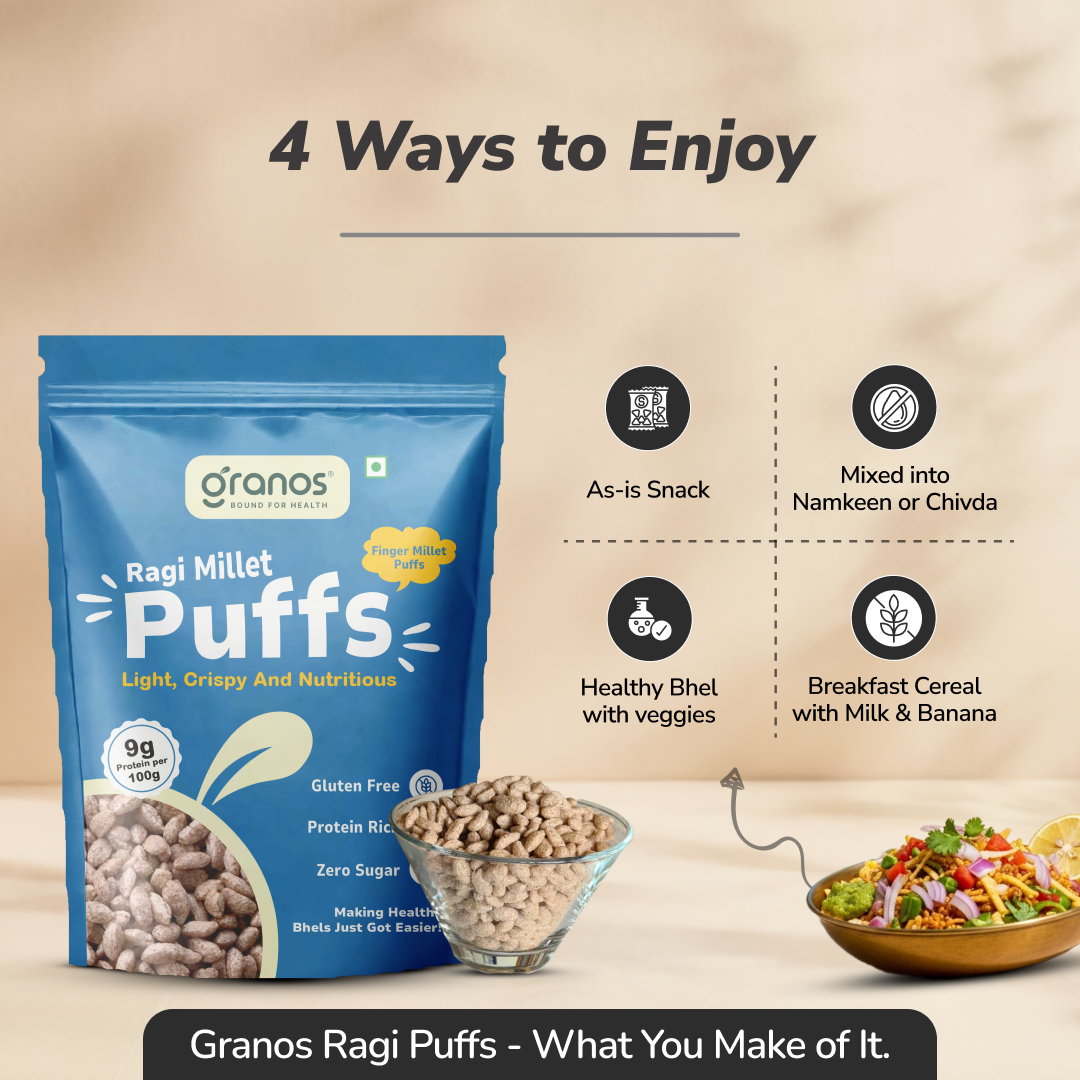 Granos Roasted Millet Ragi Puffs 150g