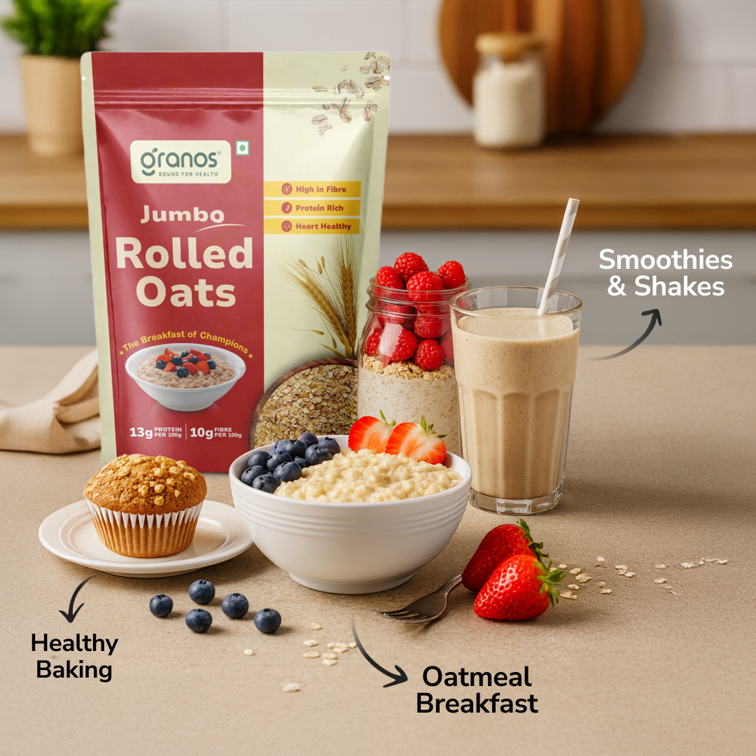 Granos Jumbo Rolled Oats 1kg | High Protein & Fiber