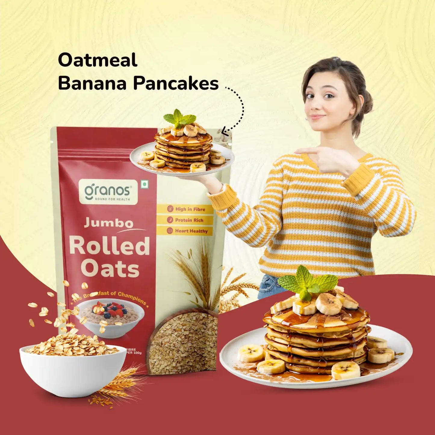 Granos Jumbo Rolled Oats 1kg | High Protein & Fiber
