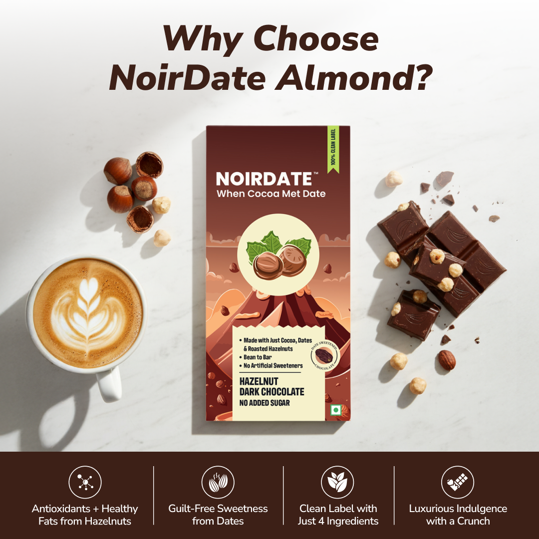 NoirDate Roasted Hazelnut Dark Chocolate 75g