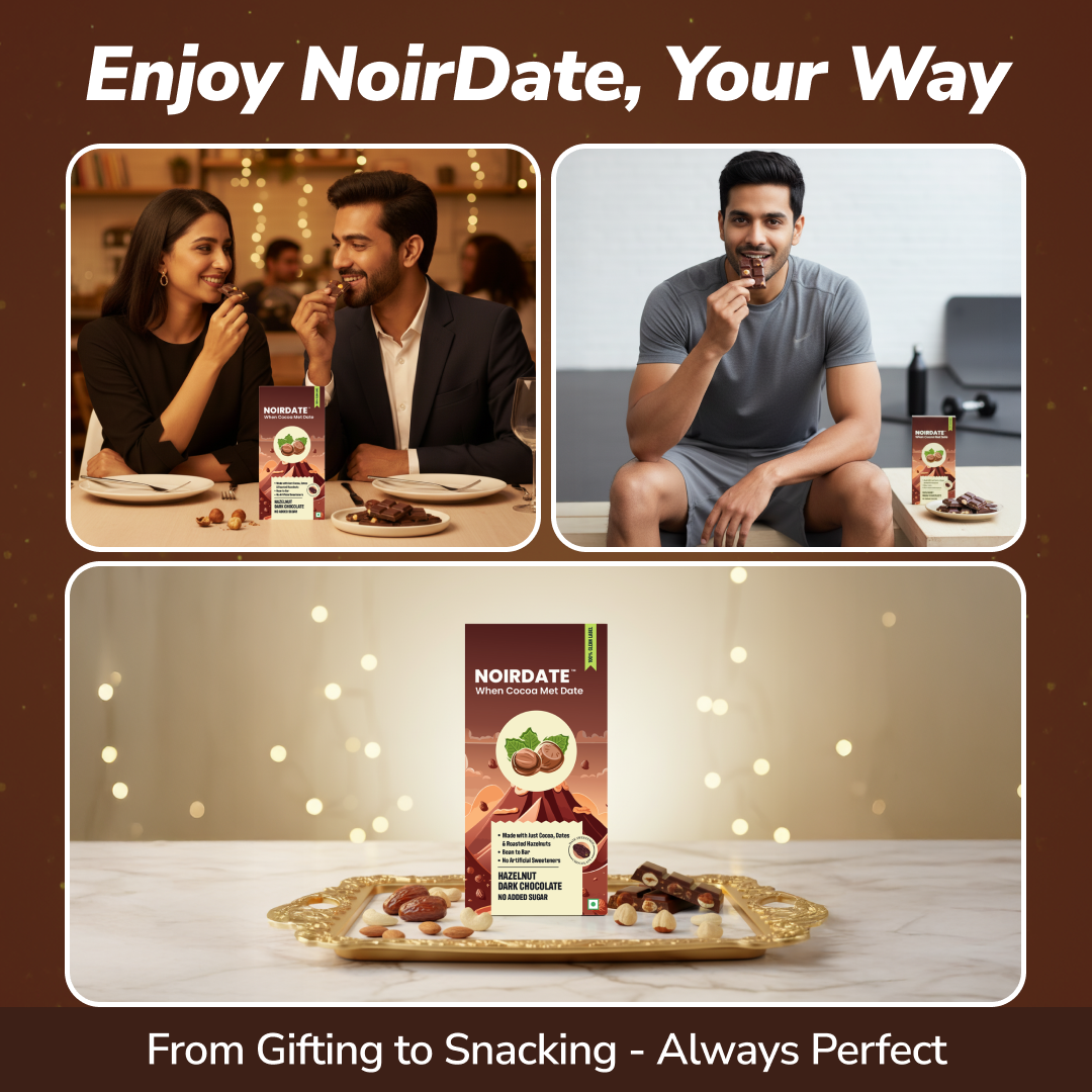 NoirDate Roasted Hazelnut Dark Chocolate 75g