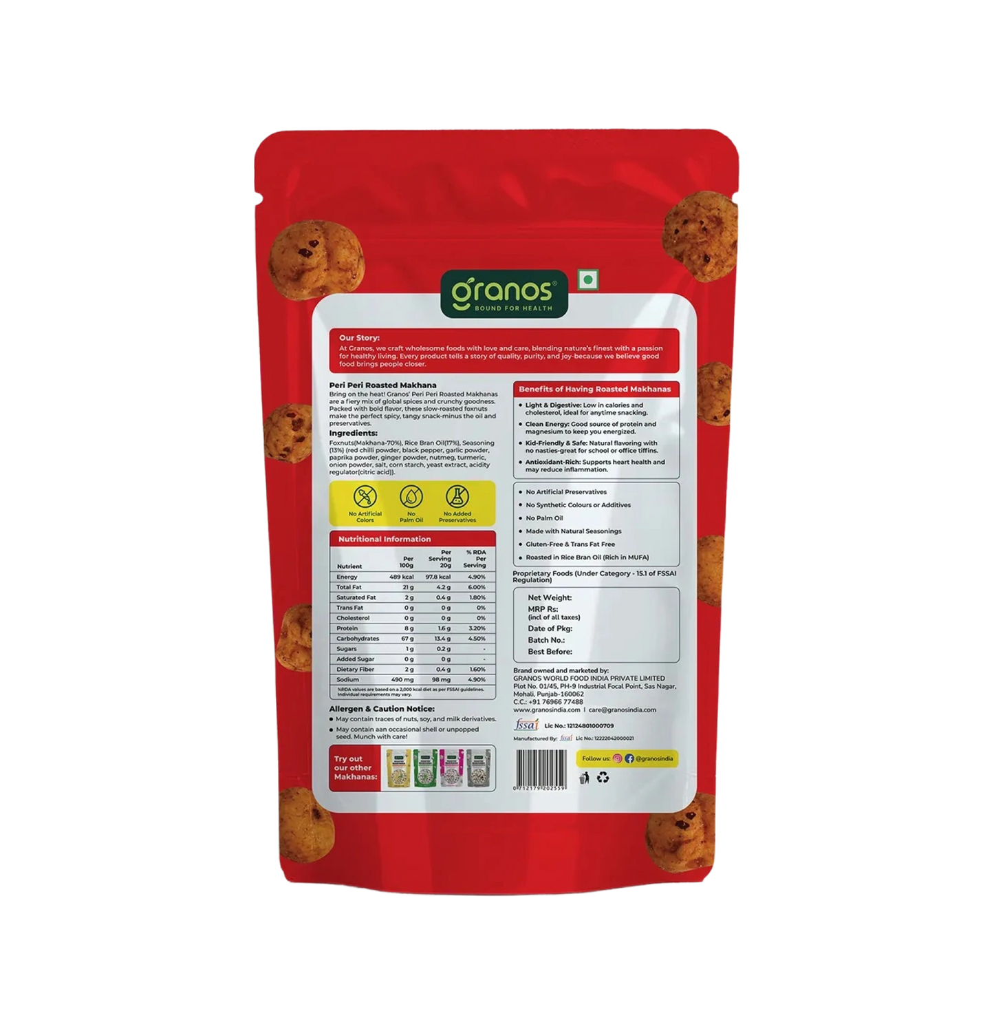 Granos Roasted Makhana 60g Peri Peri