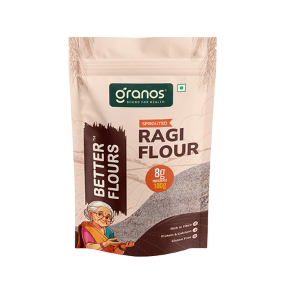 Granos Sprouted Ragi Flour 1kg | Finger Millet - Nachni Atta | Gluten-Free, Rich in Calcium