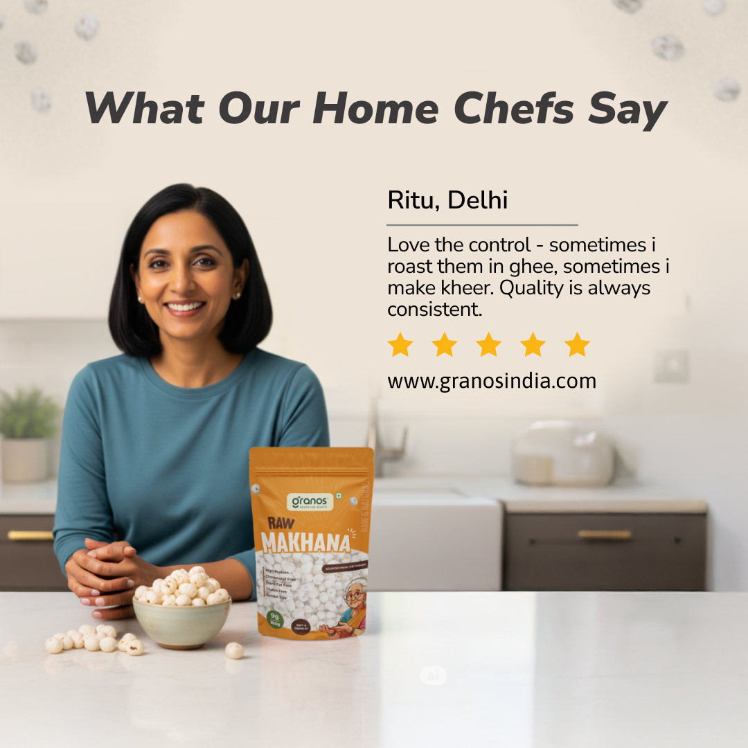 Granos Raw Makhana 100g | Jumbo Size & Rich in Protein