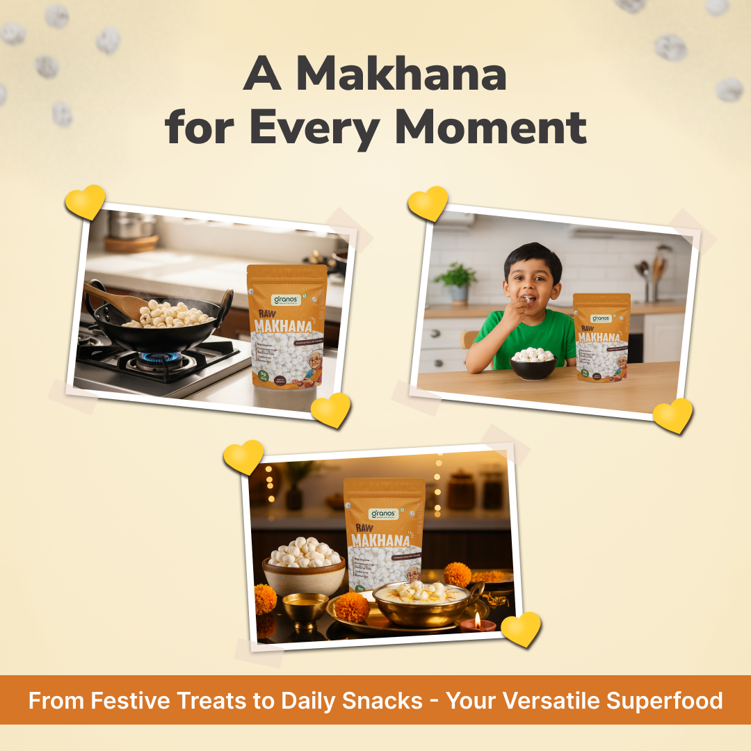Granos Raw Makhana 100g | Jumbo Size & Rich in Protein