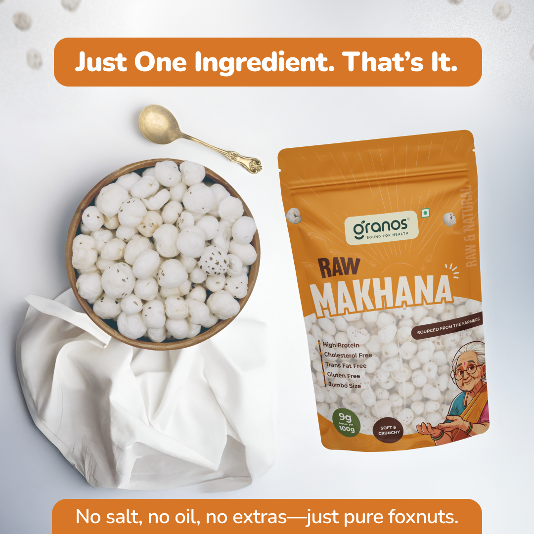 Granos Raw Makhana 100g | Jumbo Size & Rich in Protein