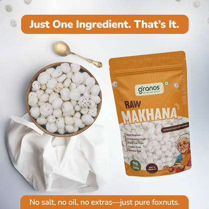 Granos Raw Makhana 100g | Jumbo Size & Rich in Protein