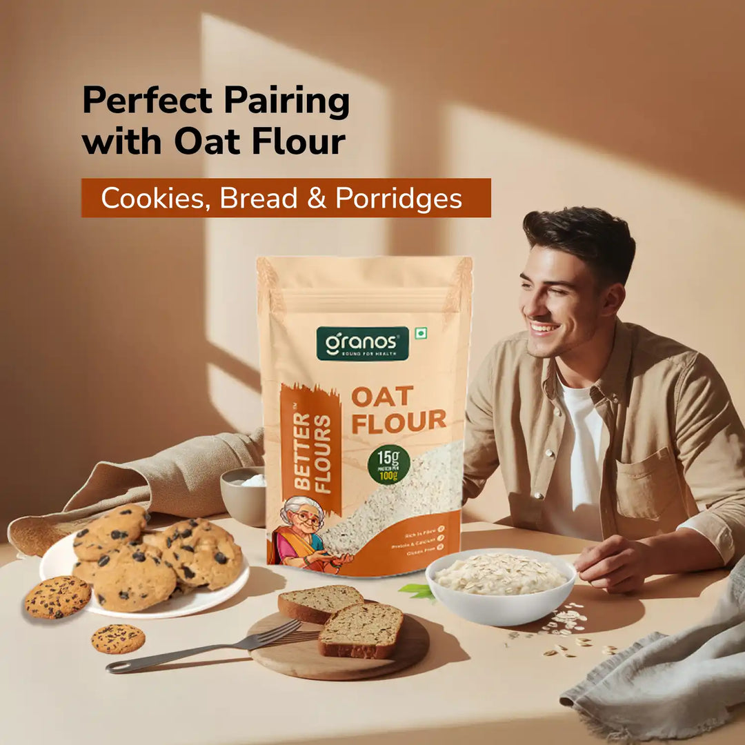 Granos Oat Flour 1kg | High Fibre & Protein, Ideal for Weight Loss & Baking