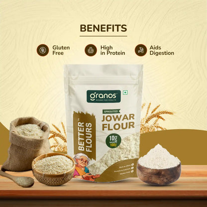 Granos Sprouted Jowar Flour 1kg | Gluten-Free, High Fibre Millet Atta