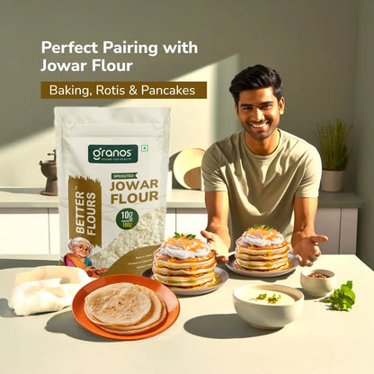 Granos Sprouted Jowar Flour 1kg | Gluten-Free, High Fibre Millet Atta