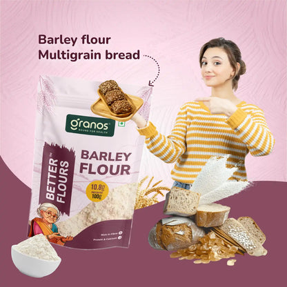 Granos Barley Flour 1kg (Jau Ka Atta) | Rich in Fiber, Low GI, Diabetic Friendly