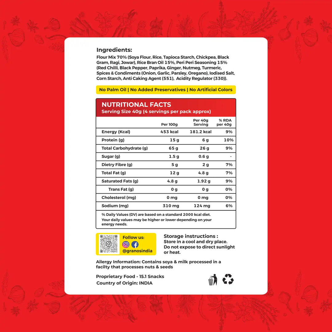 Granos Baked Soya Sticks 150g Peri Peri